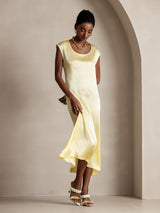 [Giallo Chiaro] SilkSilky-IT Cap Sleeve Vestiti da donna 006