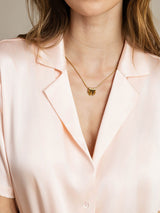 [Rosa] SilkSilky-IT Short Sleeve Lapel Collar Camicie da donna 004