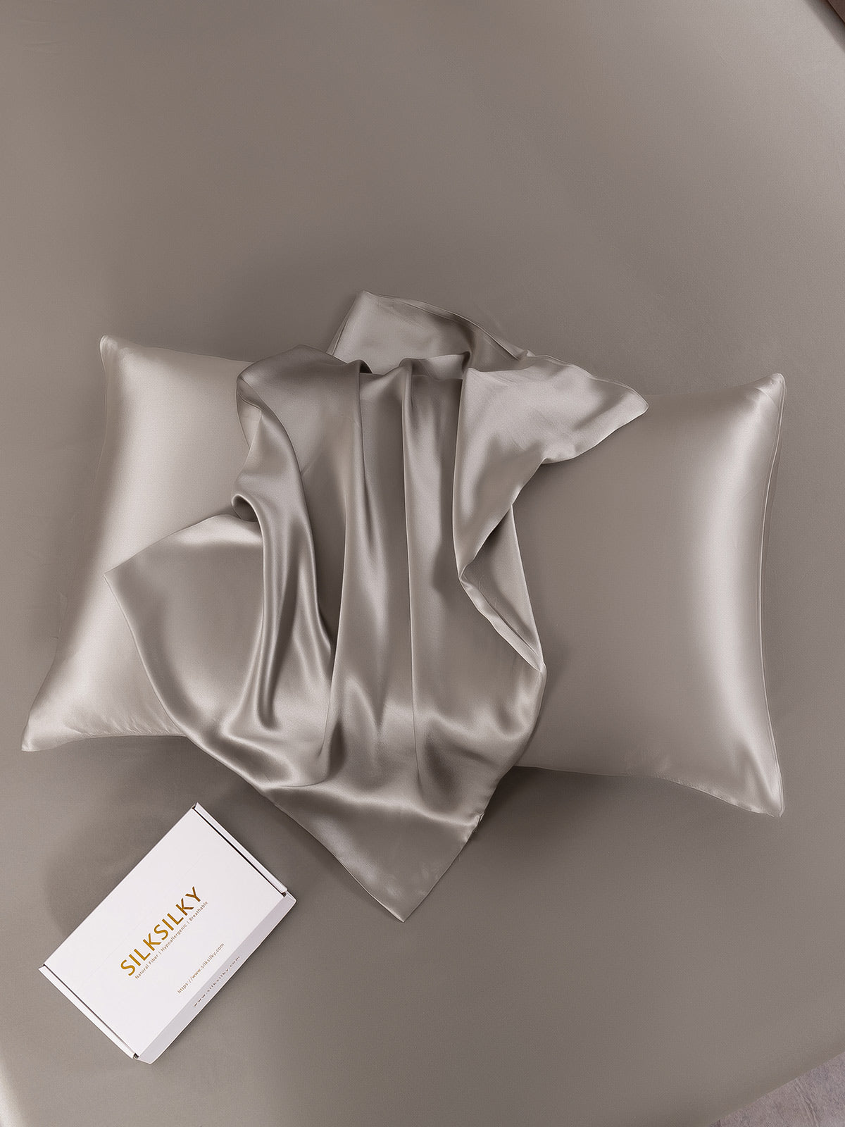 [Grigio] SilkSilky-IT 22Momme Seta pura Pillowcase 003