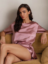 [Malva Pallido] SilkSilky-IT Short Sleeve Round Neck Pigiami da donna 003