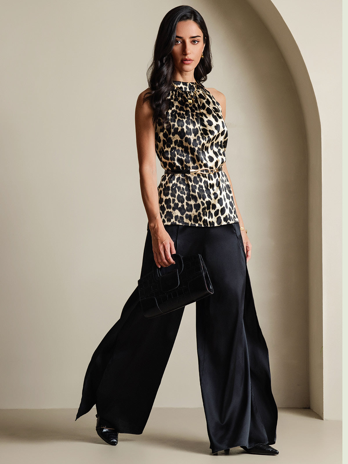 [Leopardo] SilkSilky-IT 19Momme Seta Womens T-Shirt 001