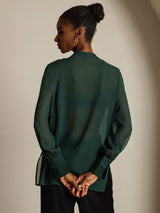 [Verde Scuro] SilkSilky-IT Seta pura Womens Shirt 002