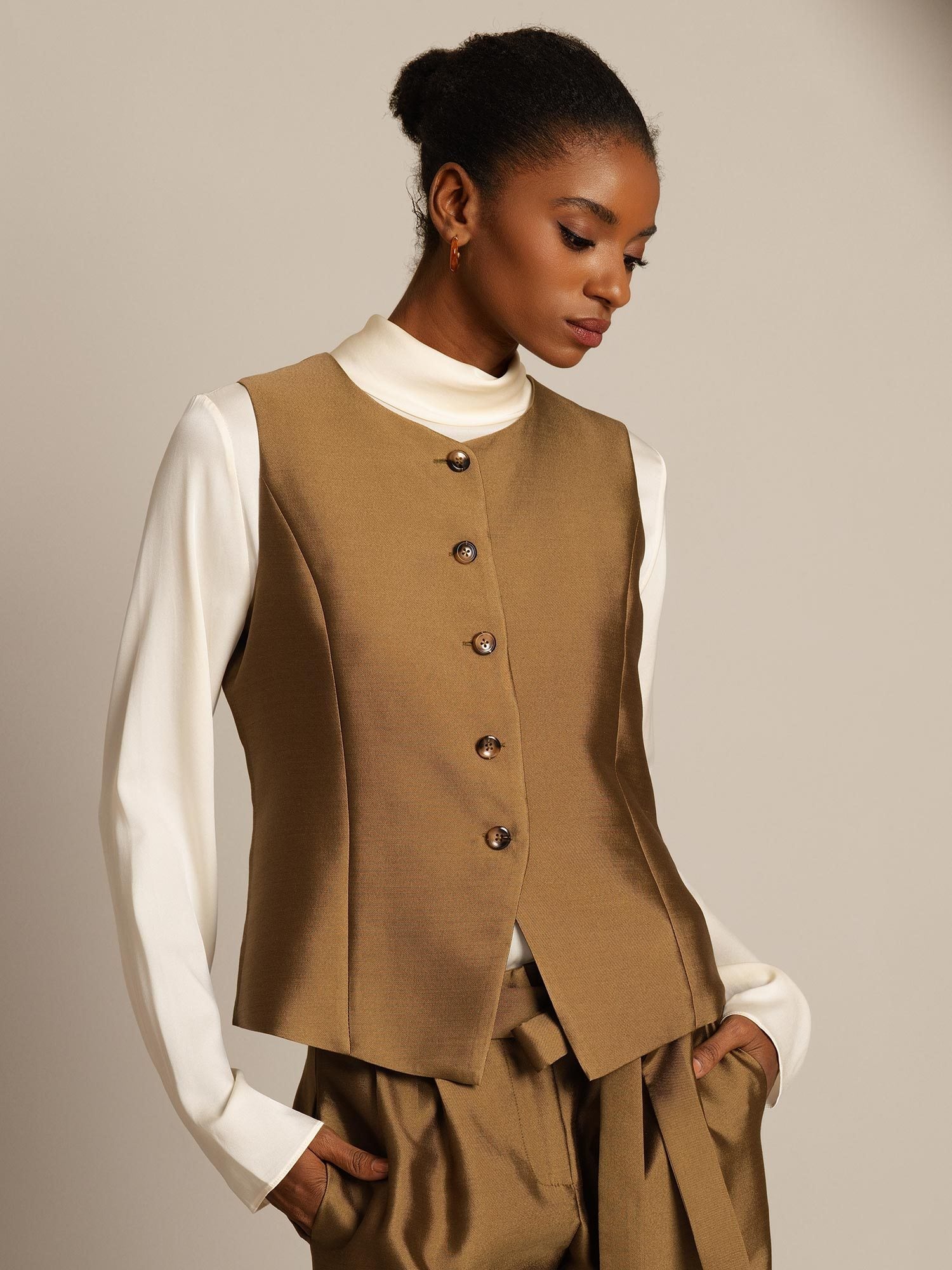 [Bronzo] SilkSilky-IT 32Momme Seta Womens Vest 003,