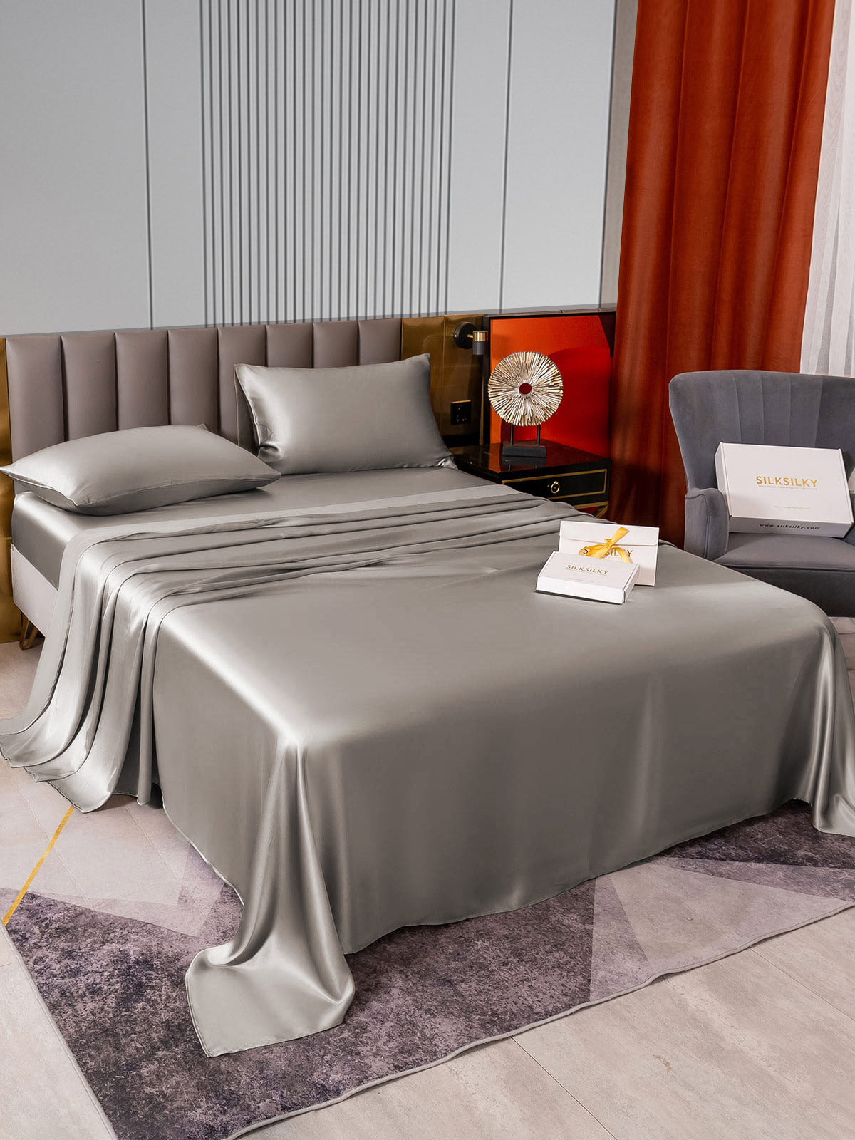 [Grigio] SilkSilky-IT 22Momme Seta pura Bedding Set 005