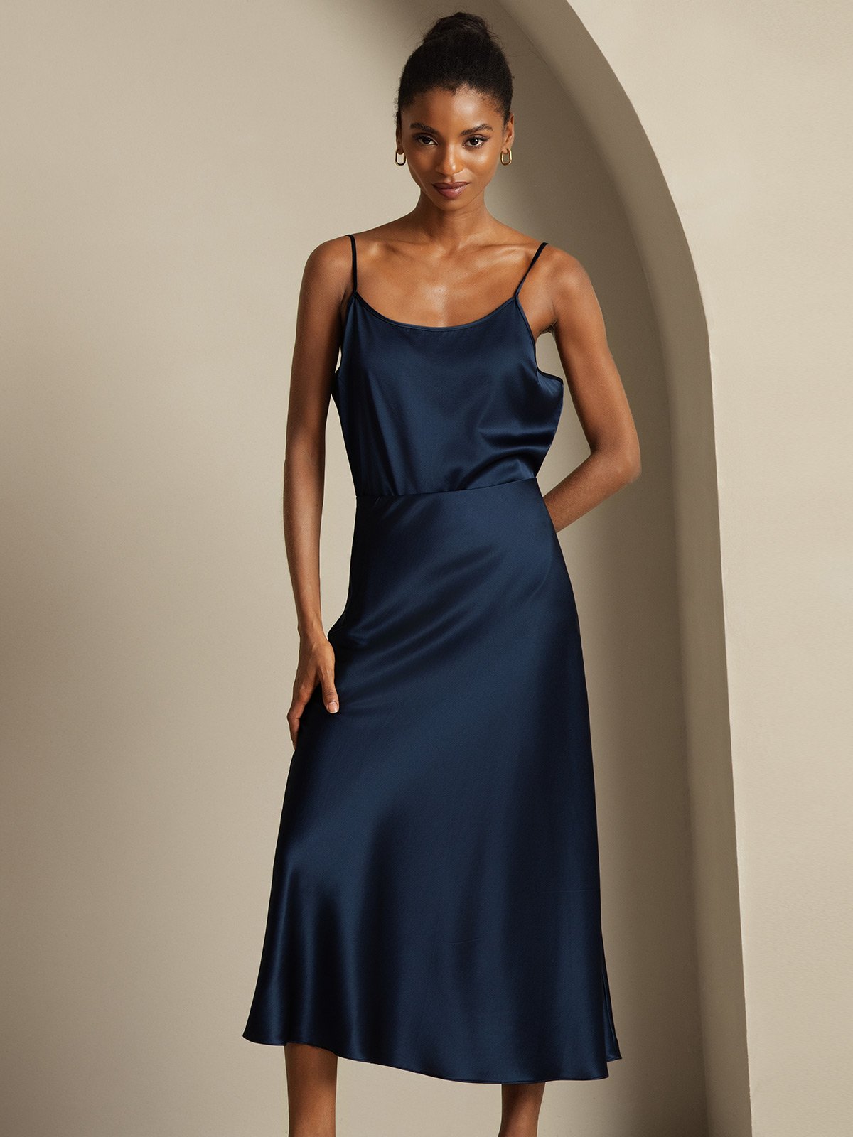 [Blu Scuro] SilkSilky-IT 19Momme Seta pura Womens Outfit Sets 003,