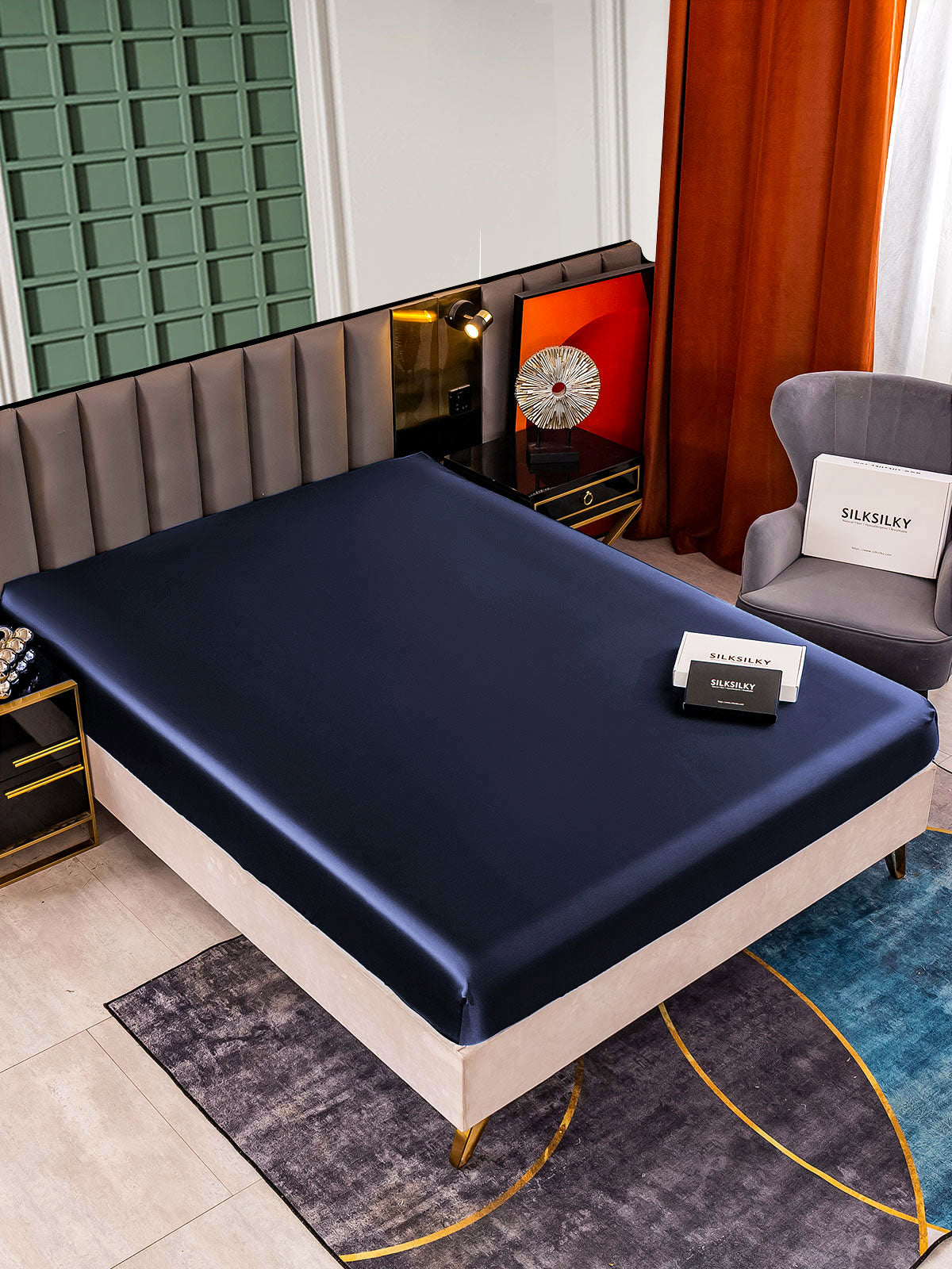 [Blu Scuro] SilkSilky-IT 25Momme Seta pura Sheet 001