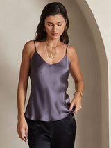 [Grigio Porpora] SilkSilky-IT Spaghetti Strap V Neck Cami 004