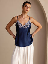 [Blu Scuro] SilkSilky-IT Sleeveless V Neck Cami 003