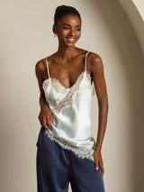 [Azzurro] SilkSilky-IT Spaghetti Strap V Neck Cami 008