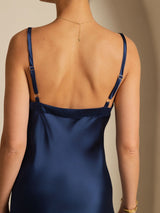 [Blu Scuro] SilkSilky-IT Sleeveless V Neck Vestiti da donna 004
