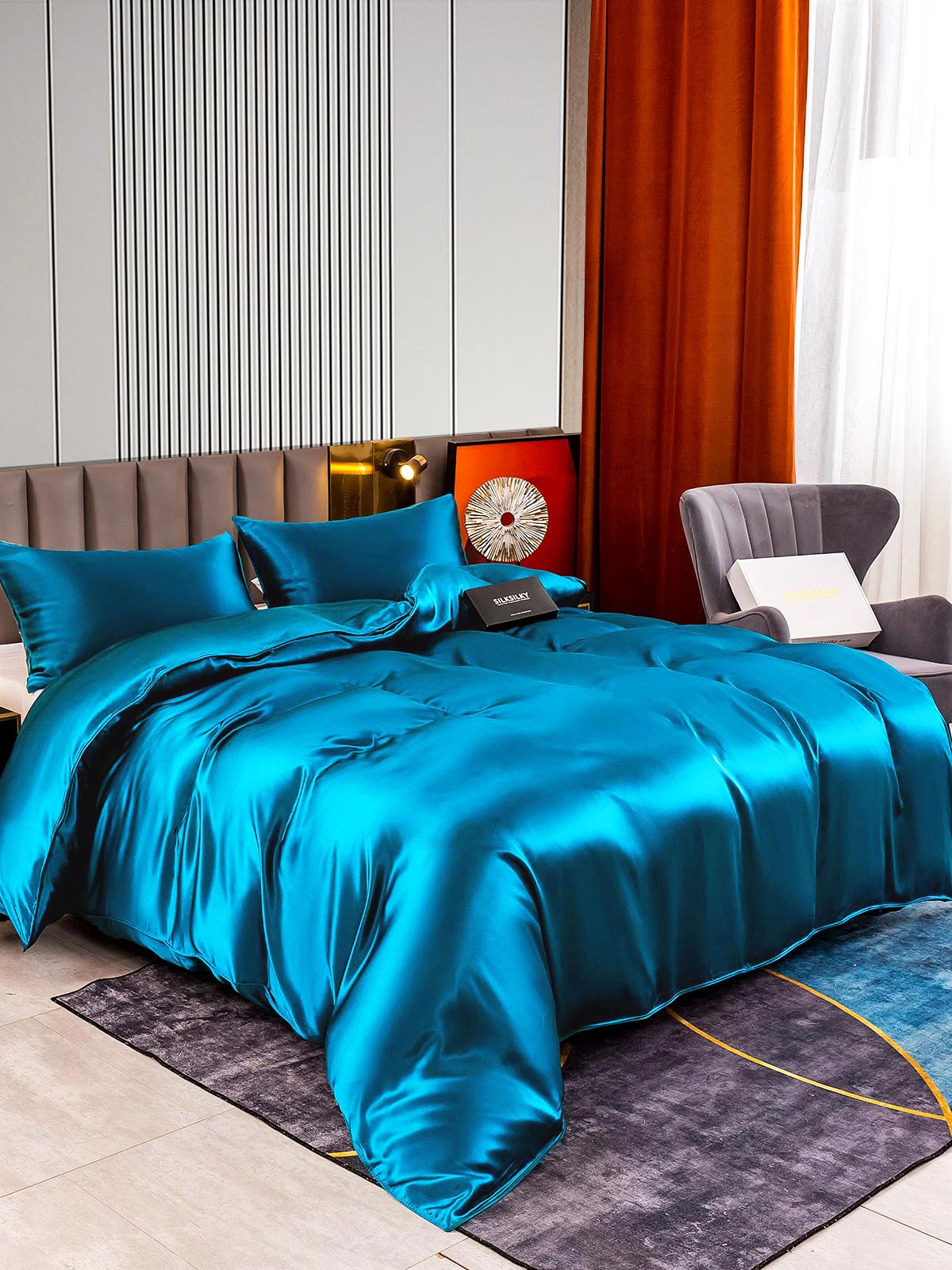 [Verde Acqua] SilkSilky-IT 22Momme Seta pura Bedding Set 002