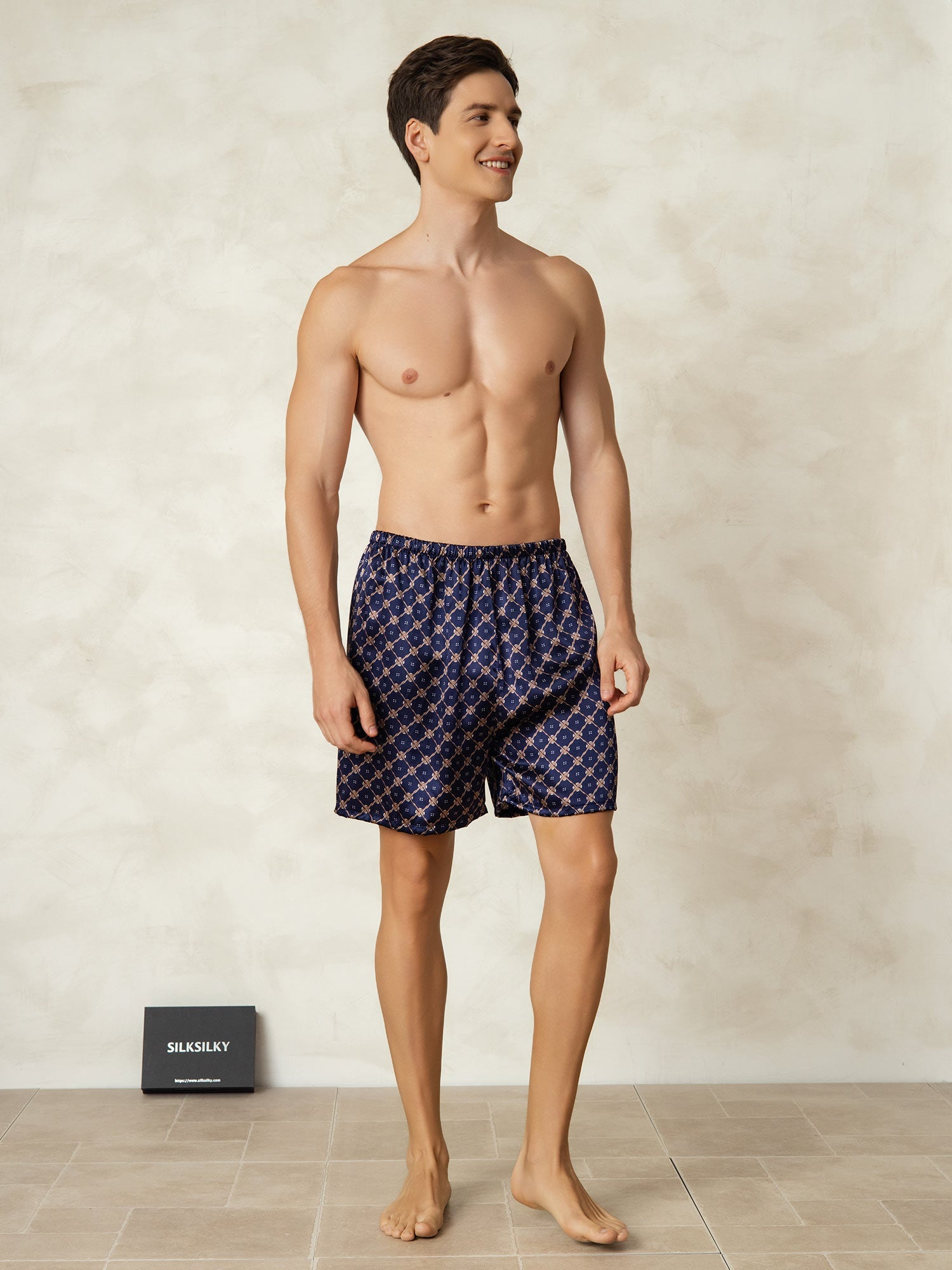[Catena Blu Navy] SilkSilky-IT 19Momme Mens Sleep Bottoms 006