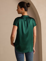 [Verde Scuro] SilkSilky-IT Short Sleeve Blouse 002