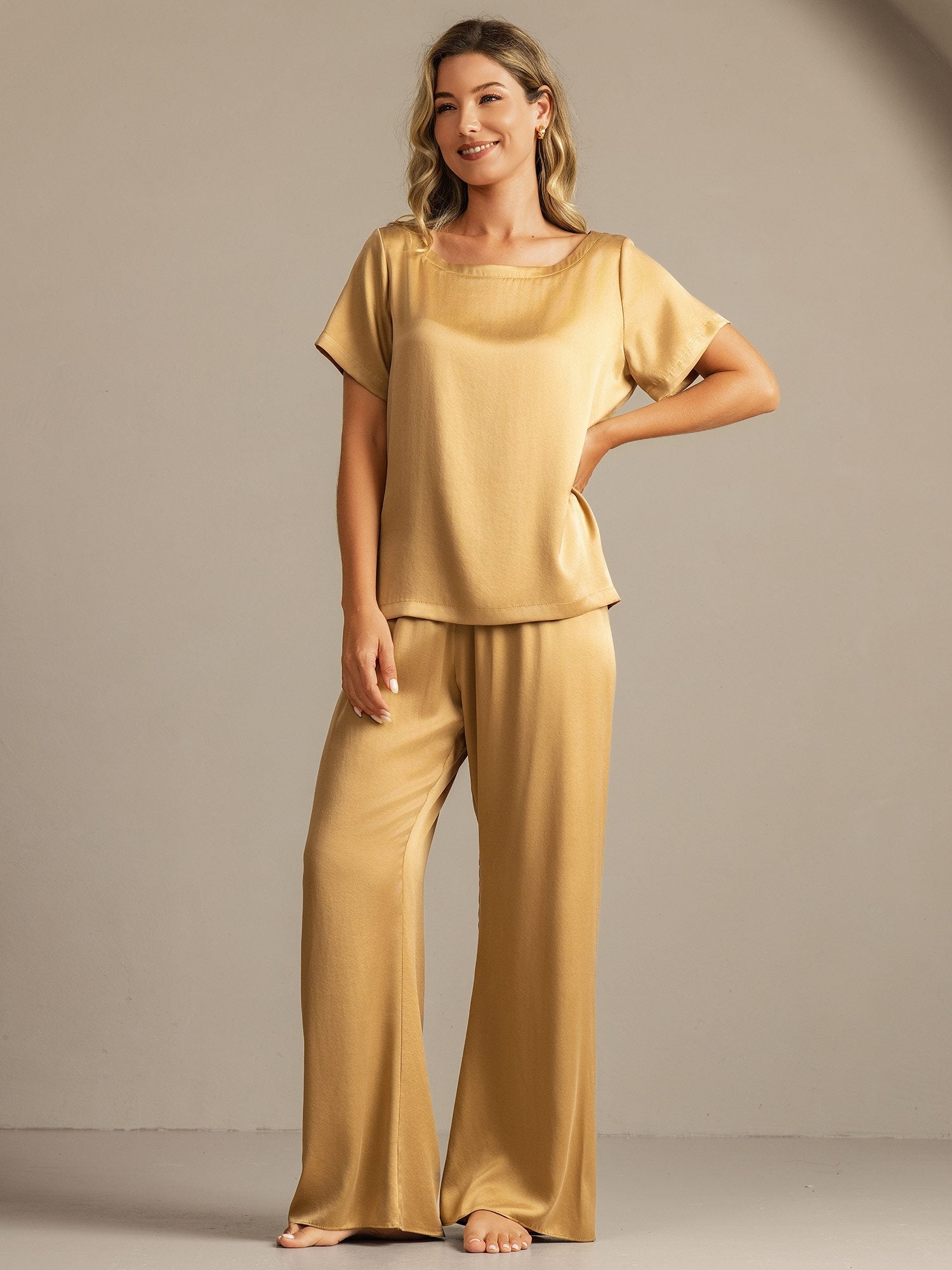 [MarroneChiaro] SilkSilky-IT 19Momme Seta Womens Pajamas 003