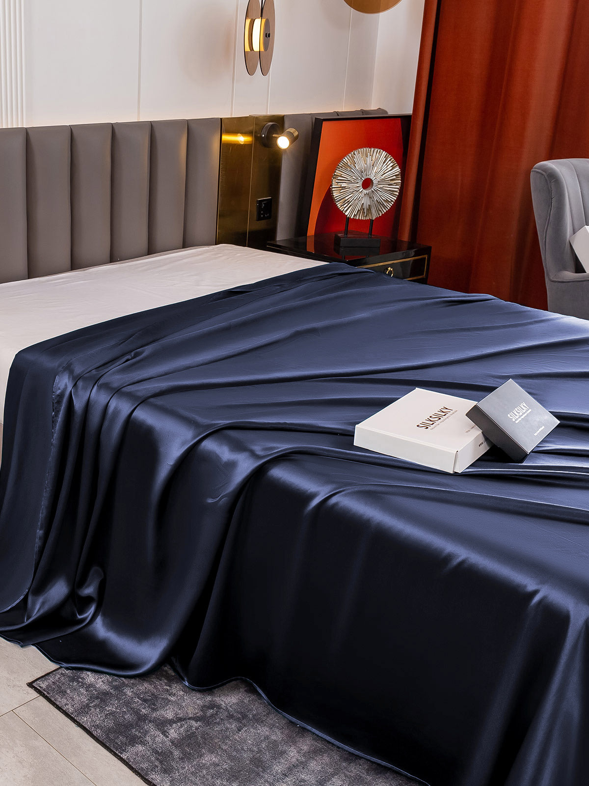 [Blu Scuro] SilkSilky-IT 19Momme Seta pura Sheet 004