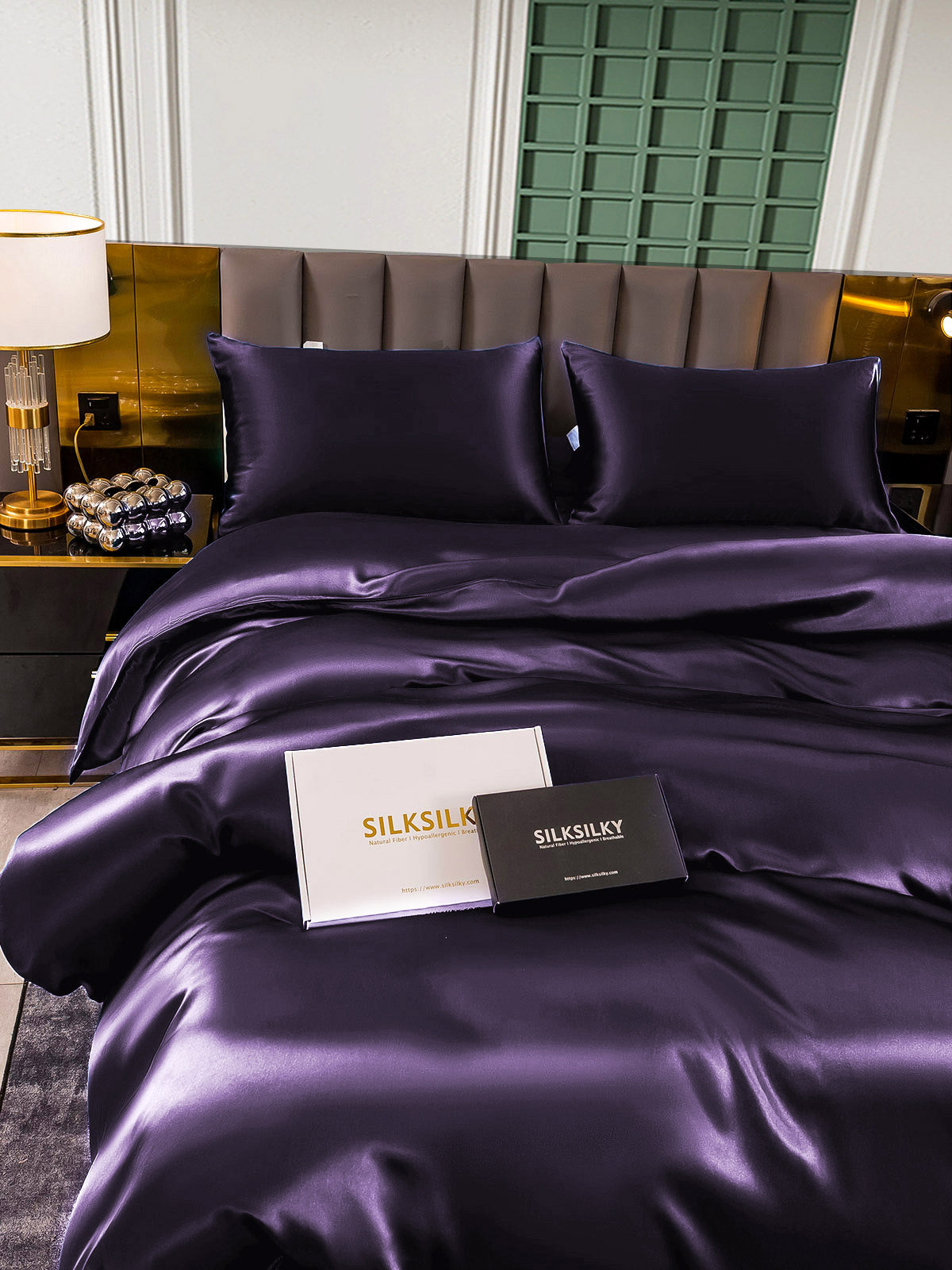 [Viola Scuro] SilkSilky-IT 25Momme Seta pura Bedding Set 005