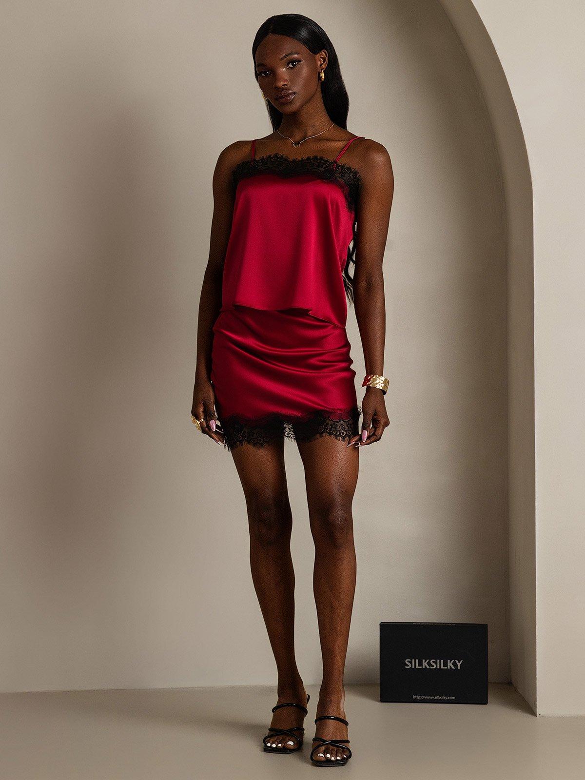 SilkSilky-IT 19Momme Seta Skirt Vino 006