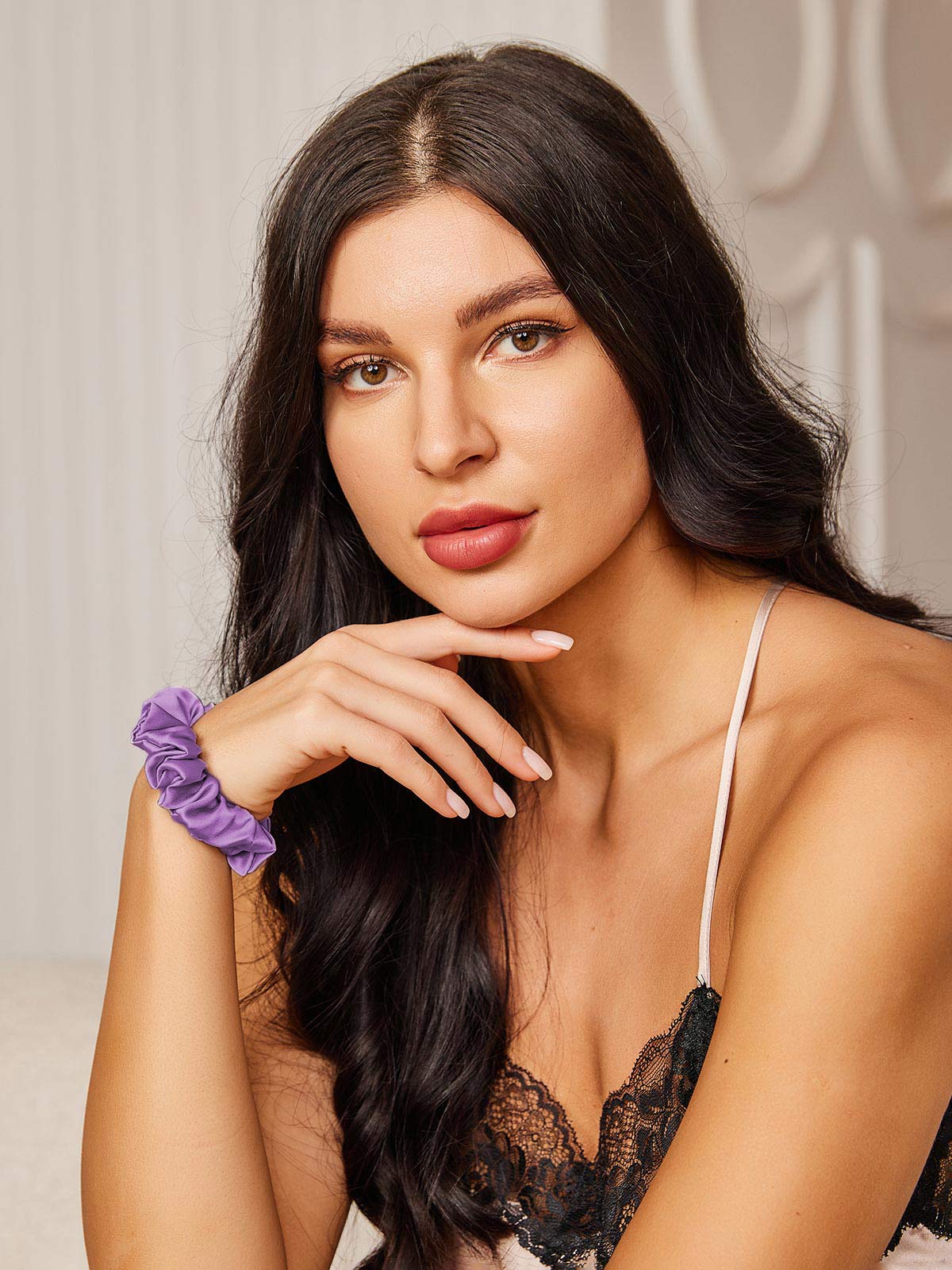 [Lavanda] SilkSilky-IT 19Momme Seta pura Scrunchie 002