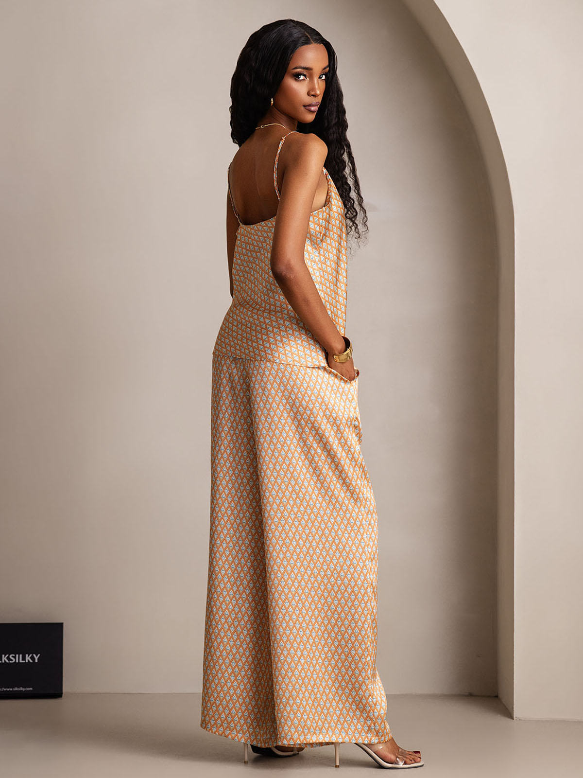 [Floral] SilkSilky-IT Seta pura Collo a V Set di Bretelle 004