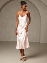 [Rosa] SilkSilky-IT Sleeveless V Neck Vestiti da donna 001