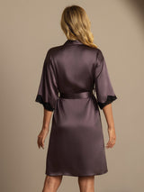 [Grigio Porpora] SilkSilky-IT Half Sleeve Vestaglia da donna 002