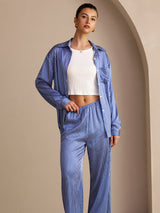 [Riga Diplomatica Blu] SilkSilky-IT Long Sleeve Lapel Collar Women's Outfit Sets 003