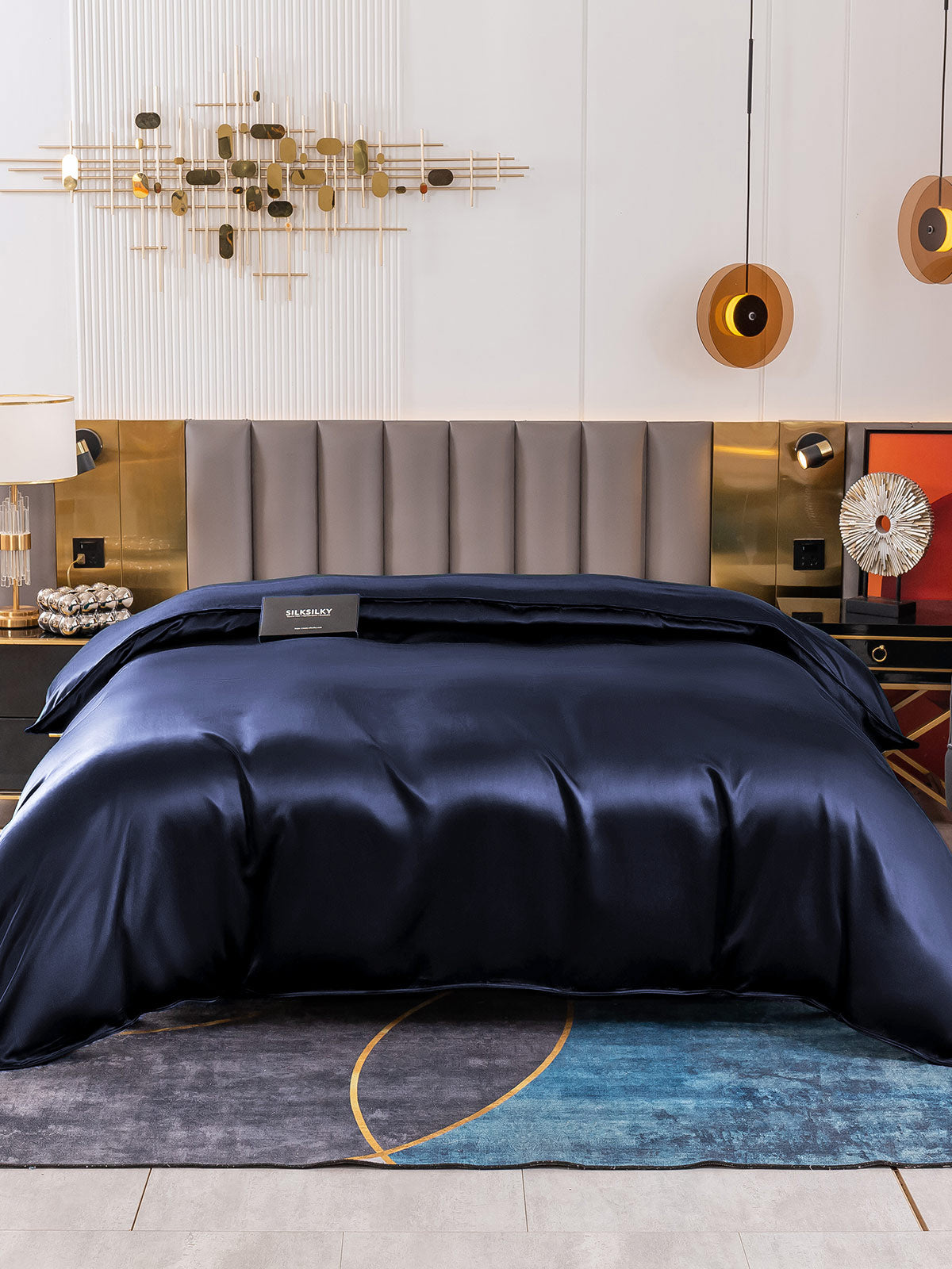 [Blu Scuro] SilkSilky-IT 19Momme Seta pura Duvet Cover 002