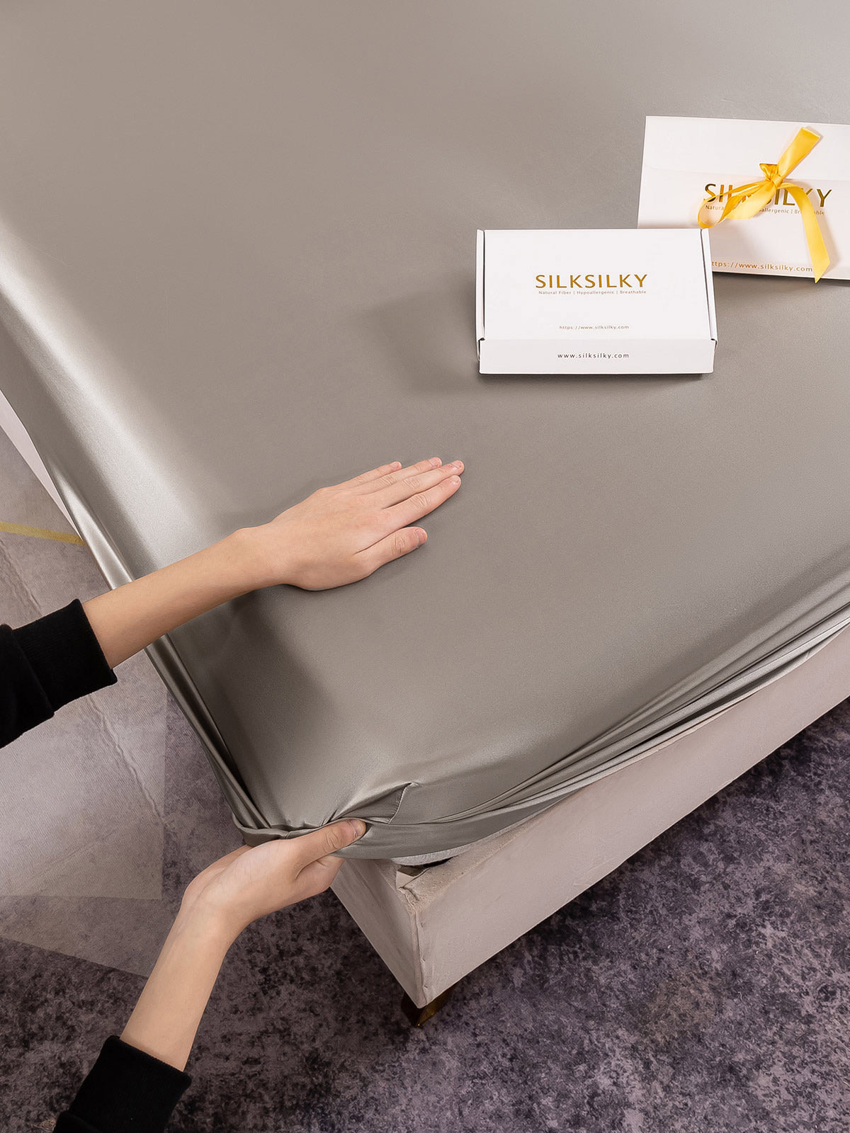 [Grigio] SilkSilky-IT 22Momme Seta pura Bedding Set 003