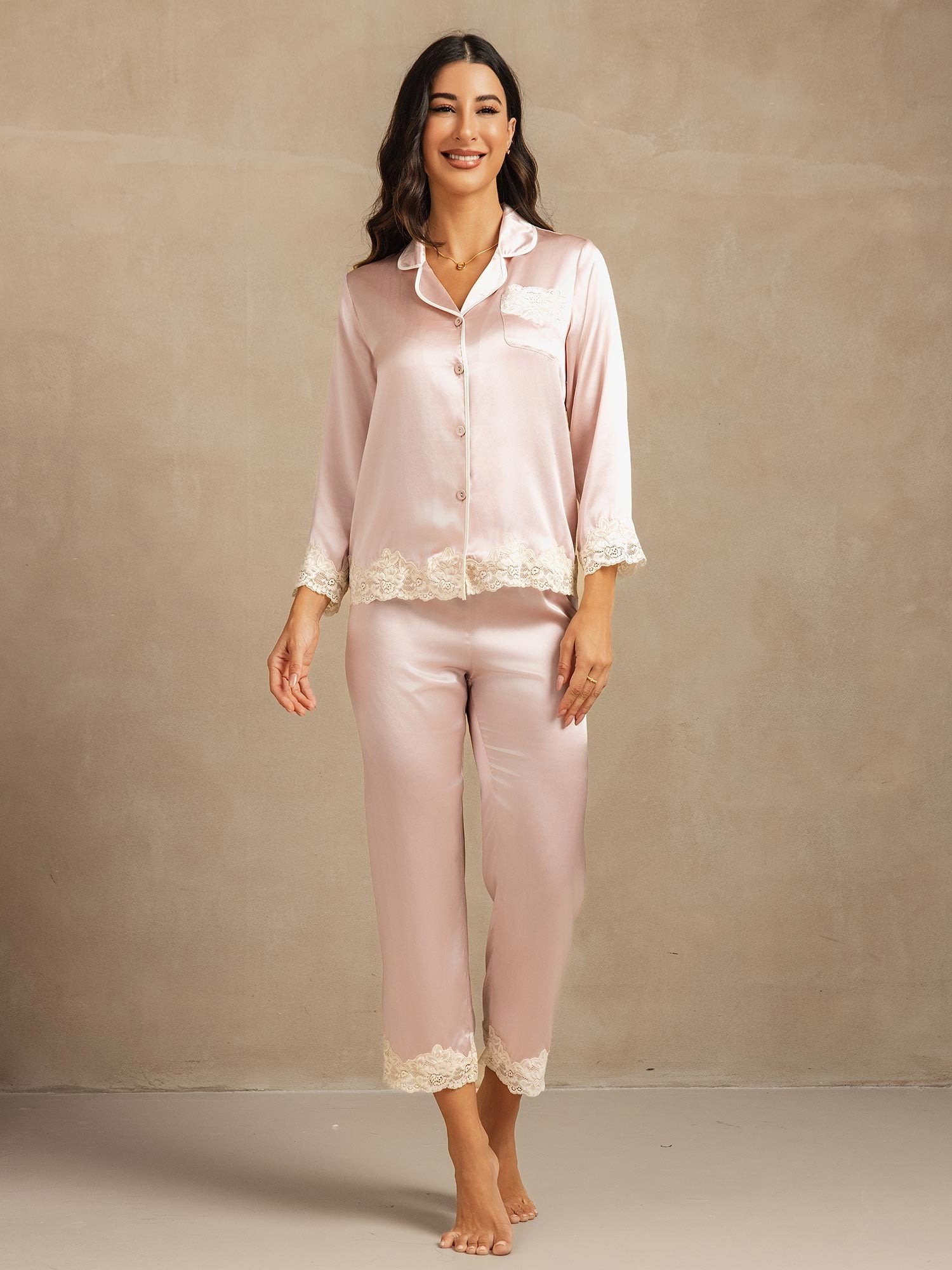 [Rosa] SilkSilky-IT Seta pura Womens Pajamas 003