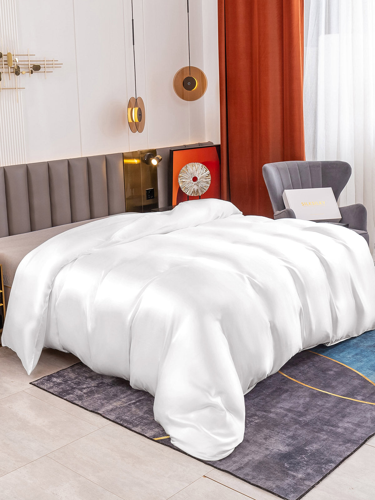 [Bianco] SilkSilky-IT 19Momme Seta pura Duvet Cover 001