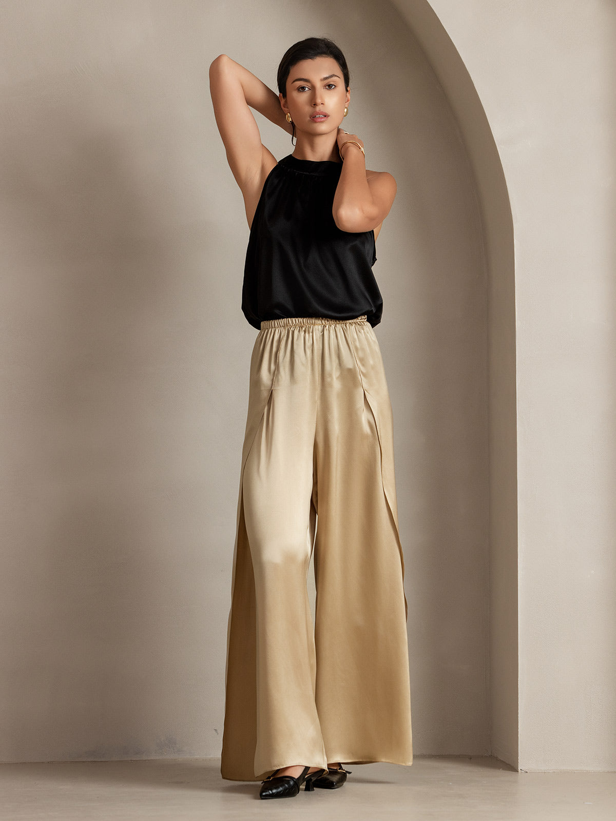 [Champagne] SilkSilky-IT 19Momme Seta Womens Pants 011