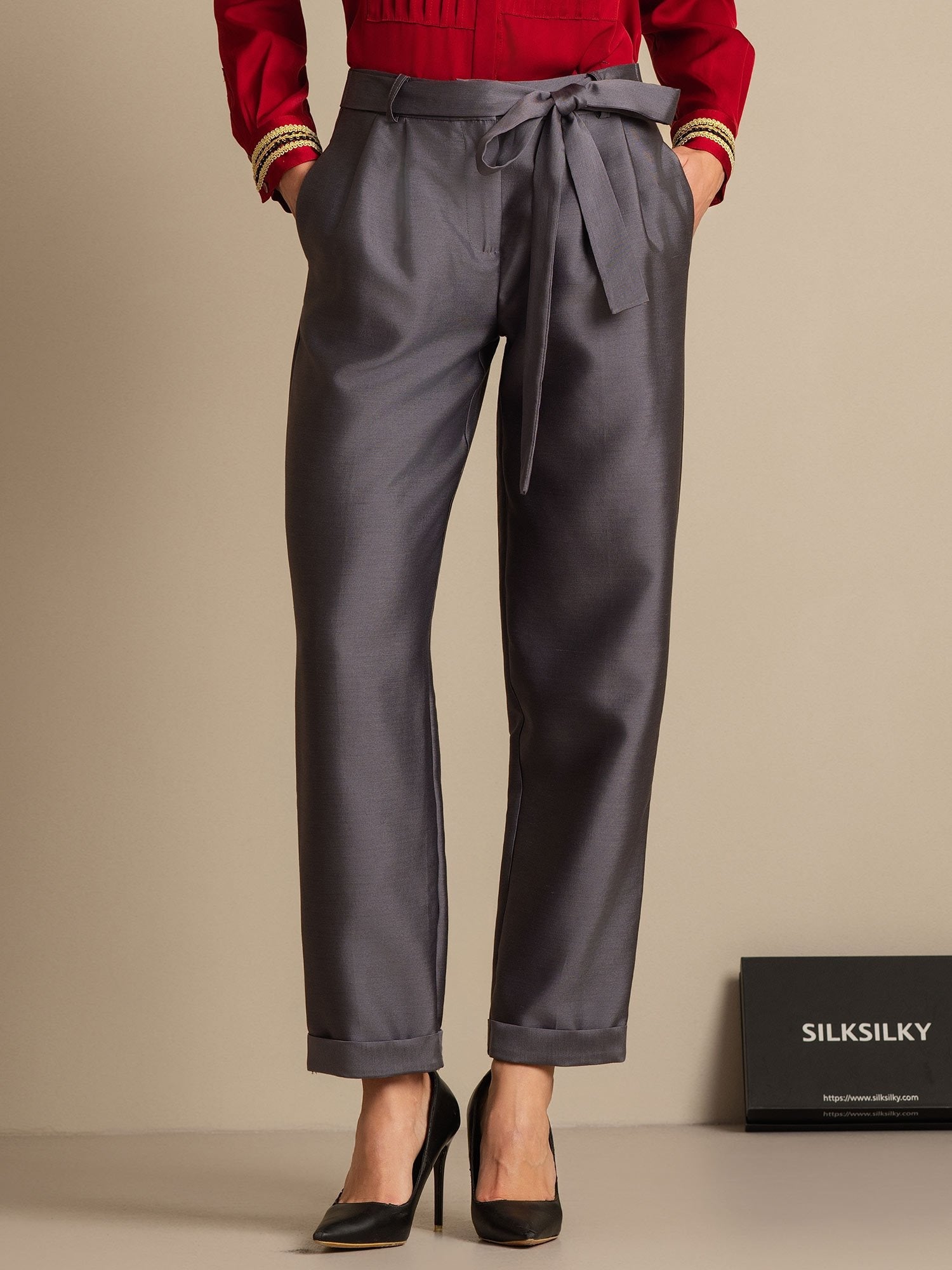 [Grigio] SilkSilky-IT 32Momme Seta Womens Pants 001,