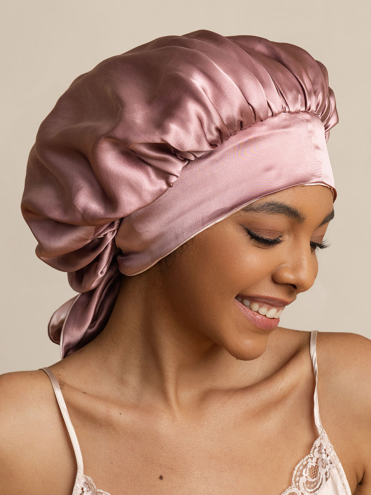 SilkSilky-IT Seta pura Sleep Cap MalvaPallido 003