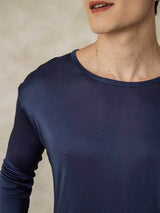 [Blu Scuro] SilkSilky-IT Long Sleeve Round Neck Intimo Lungo Uomo 004