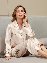 [Rosa Chiaro] SilkSilky-IT Long Sleeve Lapel Collar Pigiami da donna 003