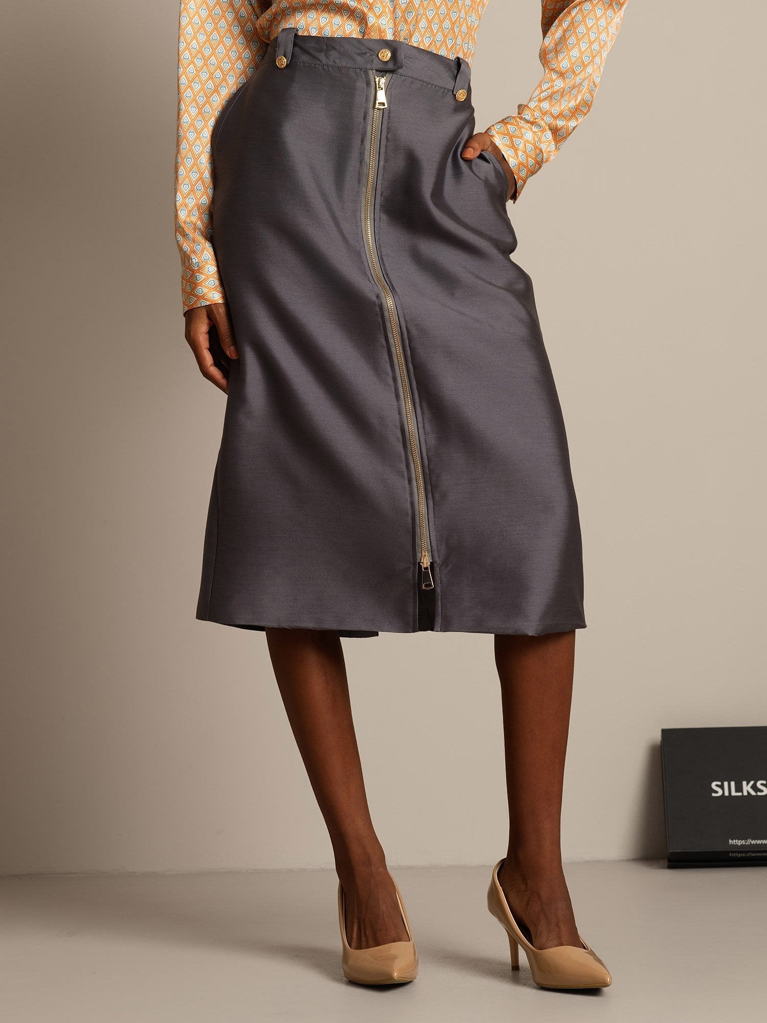 [Grigio] SilkSilky-IT 32Momme Seta Skirt 003,