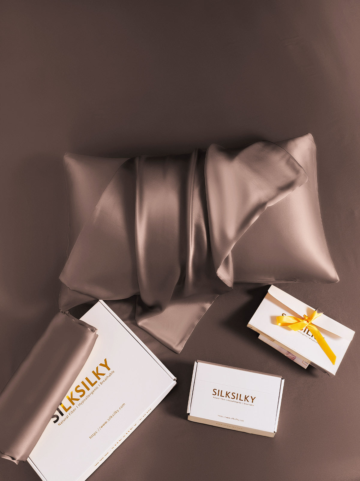 [Marrone] SilkSilky-IT 19Momme Seta pura Pillowcase 006