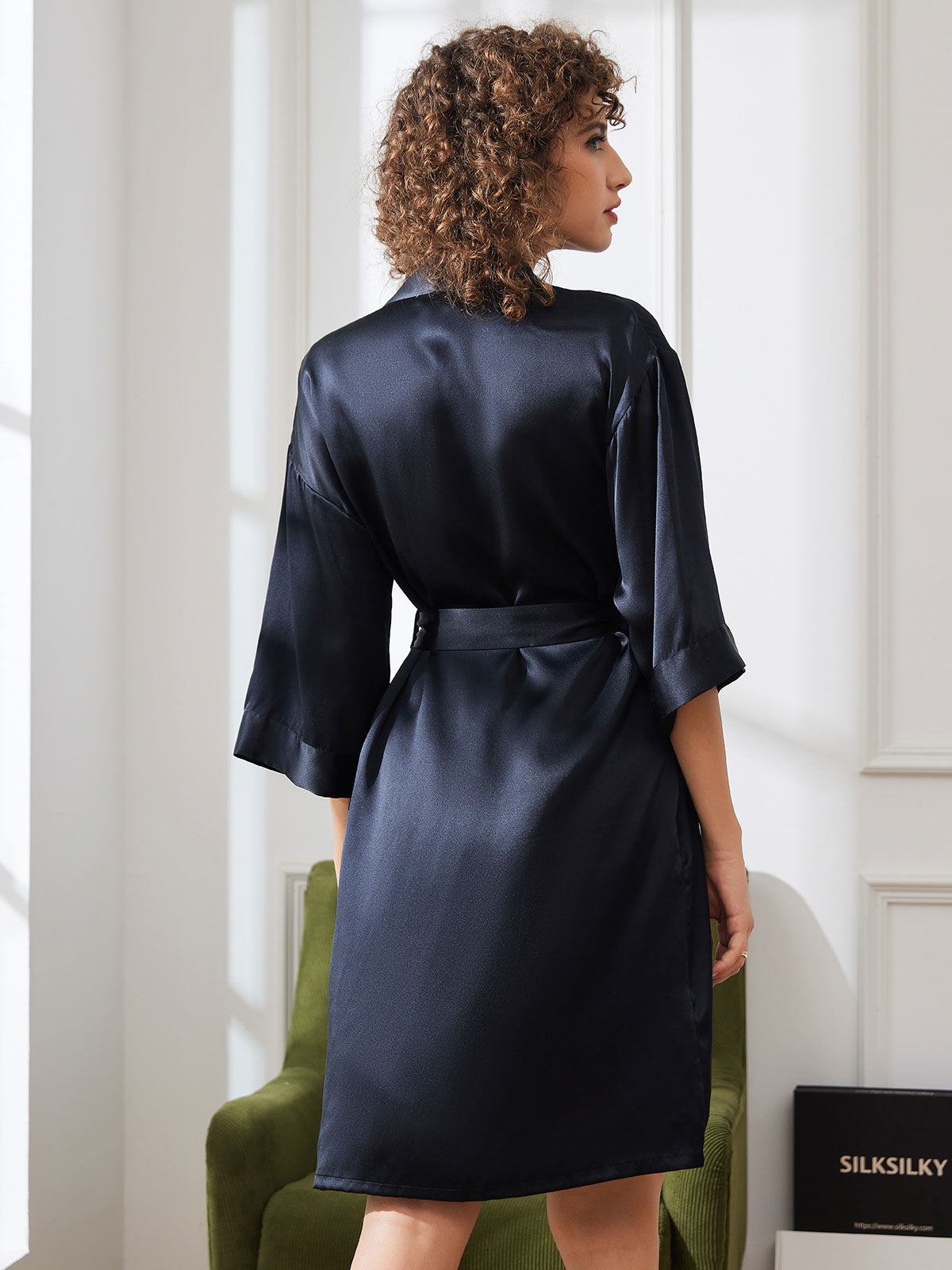 [Nero] SilkSilky-IT Seta pura Womens Robe 002,