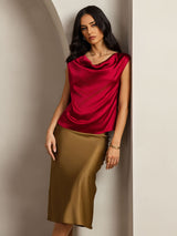 [Vino] SilkSilky-IT Cap Sleeve Cowl Neck Magliette donna 001