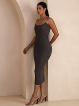 [Grigio] SilkSilky-IT Square Neck Vestiti da donna 005