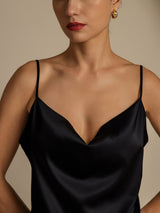 [Nero] SilkSilky-IT Spaghetti Strap Cowl Neck Women's Outfit Sets 004