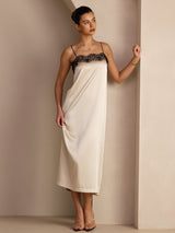 [Beige Riso] SilkSilky-IT Square Neck Vestiti da donna 004