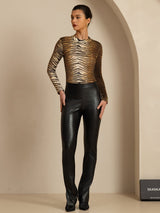 [Tigre] SilkSilky-IT Manica lunga Collo a Lupetto Magliette donna 008