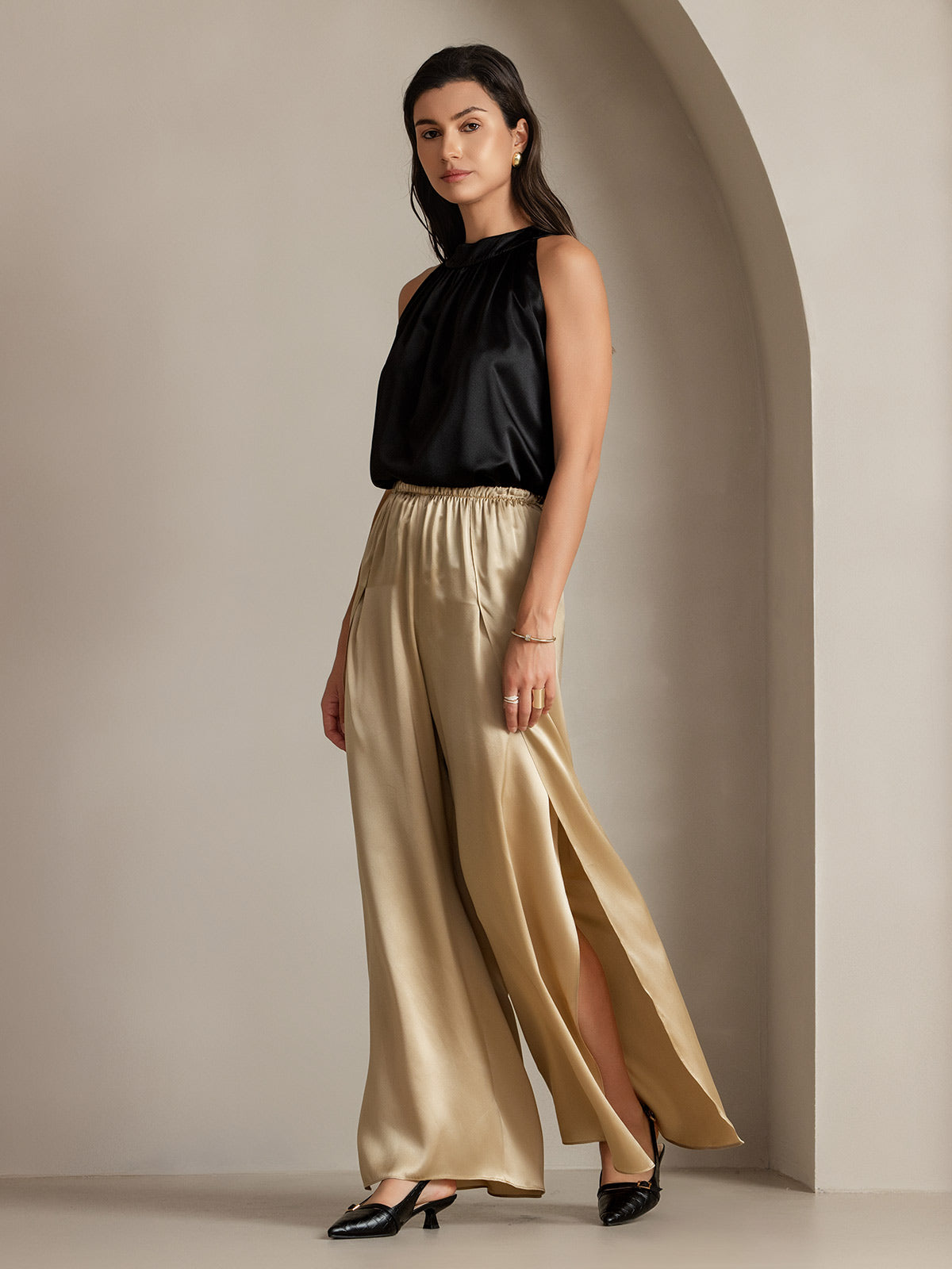 [Champagne] SilkSilky-IT 19Momme Seta Womens Pants 014