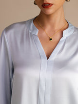 [Cielo Blu] SilkSilky-IT Long Sleeve Bluse 004