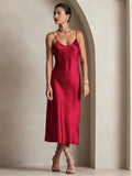 SilkSilky-IT Seta pura Senza maniche Dress Vino 005