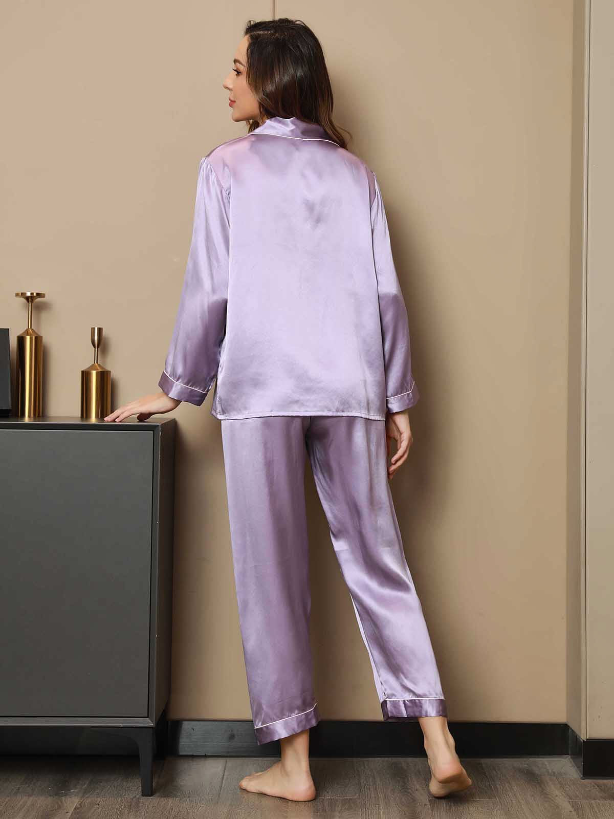 [Lavanda] SilkSilky-IT Seta pura Womens Pajamas 002