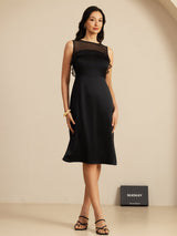 [Nero] SilkSilky-IT Sleeveless Illusion Neck Vestiti da donna 008