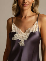 [Grigio Porpora] SilkSilky-IT Sleeveless V Neck Camicia da notte 004