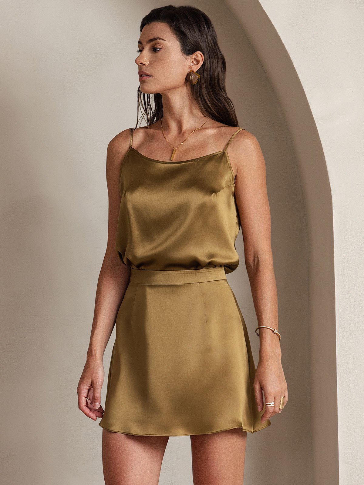 [Marrone] SilkSilky-IT 19Momme Seta Skirt 003